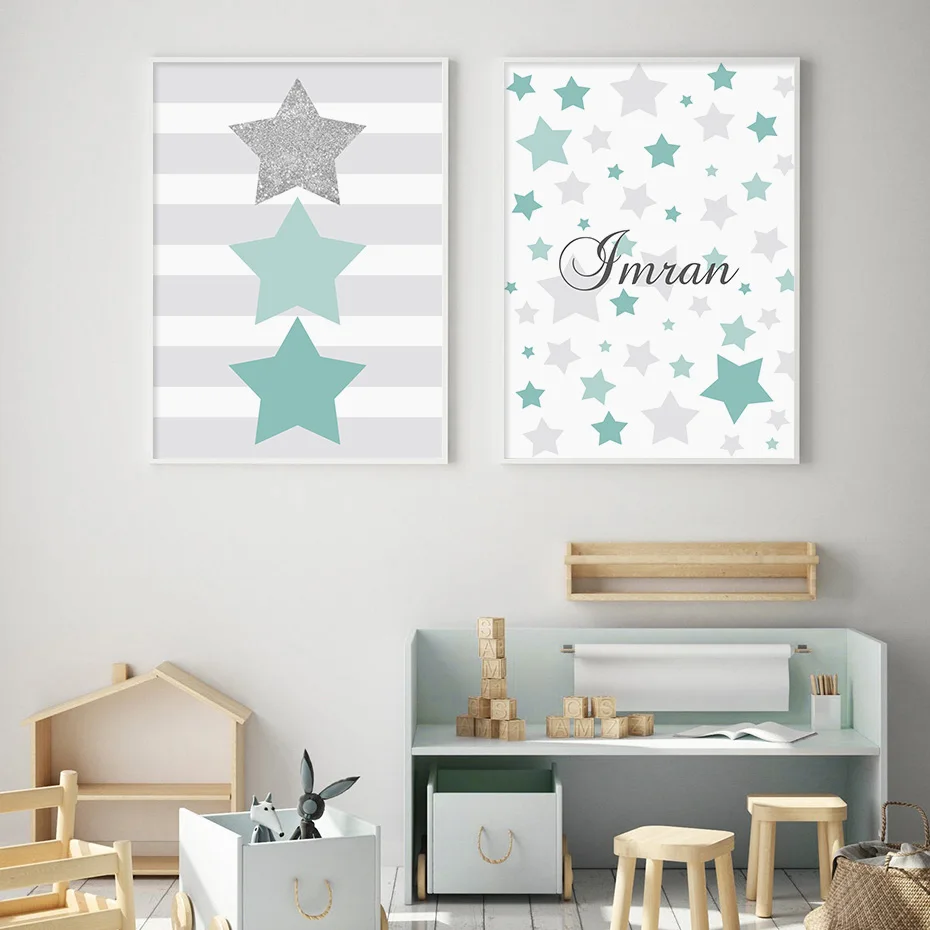 Cartoon Mint Green Stars Baby Custom Name Posters Nursery Canvas Painting Wall Art Prints Pictures Kids Room Bedroom Decoration
Cartoon Mint Green Stars Baby Custom Name Posters Nursery Canvas Painting Wall Art Prints Pictures Kids Room Bedroom Decoration
