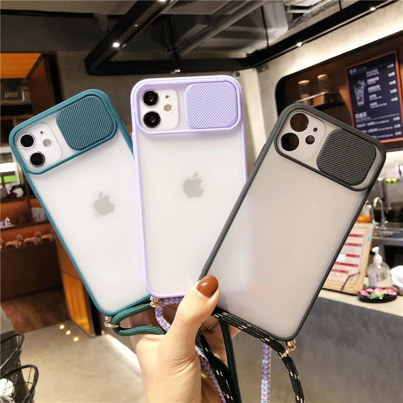Lens Protection Candy Color Phone Case With Rope For iPhone 11 12 Pro X XR XS Max SE 2020 7 8 Plus Push and Pull Hard PC Cover
Lens Protection Candy Color Phone Case With Rope For iPhone 11 12 Pro X XR XS Max SE 2020 7 8 Plus Push and Pull Hard PC Cover