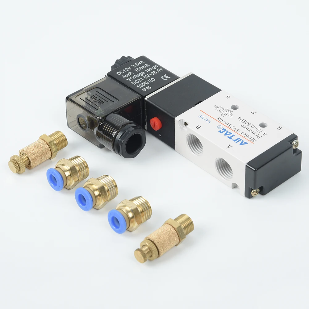1* 1/4 DC 12V 5way 2 Position Pneumatic Electric Solenoid Valve BSPT Thread 29mA
1* 1/4 DC 12V 5way 2 Position Pneumatic Electric Solenoid Valve BSPT Thread 29mA