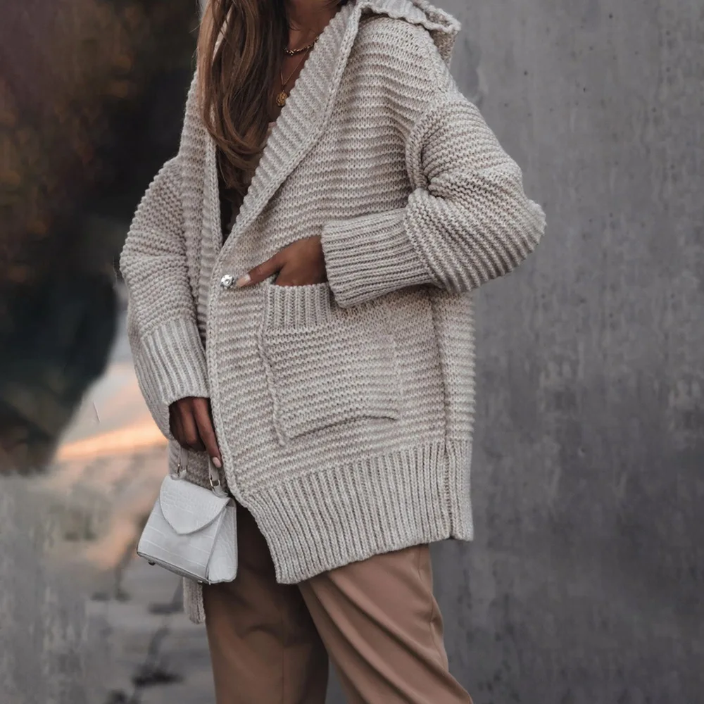 Women 2021 Autumn Winter Hooded Sweater Coat Knitted Cardigan Jacket Oversized Pocket Cardigans Long Lantern Sleeve Knit Outwear
Women 2021 Autumn Winter Hooded Sweater Coat Knitted Cardigan Jacket Oversized Pocket Cardigans Long Lantern Sleeve Knit Outwear