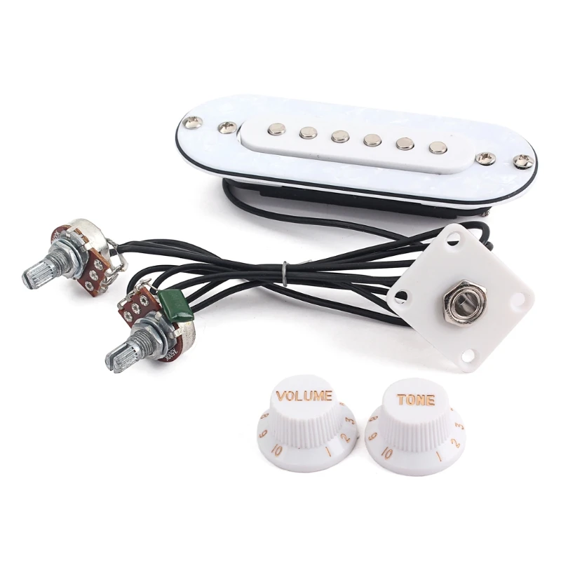 Pre-wired 4 String Electric Cigar Box Guitar Magnetic Soundhole Pickup with Volume Tone Control Knob White Guitar Parts
Pre-wired 4 String Electric Cigar Box Guitar Magnetic Soundhole Pickup with Volume Tone Control Knob White Guitar Parts