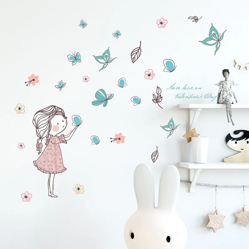 Flying Butterfly Girl Wall Stickers Bedroom Girls Room Home Decoration Art Mural Cartoon Stickers Children's Room Wallpaper
Flying Butterfly Girl Wall Stickers Bedroom Girls Room Home Decoration Art Mural Cartoon Stickers Children's Room Wallpaper