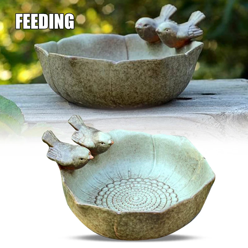 Ceramic Basin Feeder Bowl Multifuncational Fruit Food Art Container With Bird Decor Bird Feeder Outdoor Home 
Ceramic Basin Feeder Bowl Multifuncational Fruit Food Art Container With Bird Decor Bird Feeder Outdoor Home