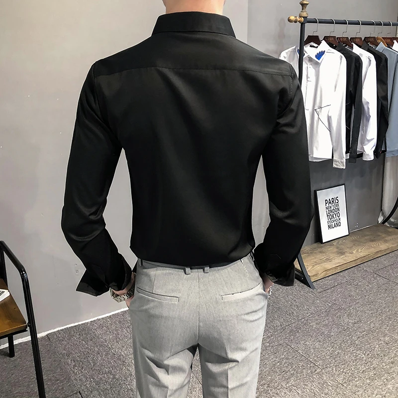 High Quality Spring New 2021 Simple Embroidery White Shirts for Men Clothing Long Sleeve Solid Club/Prom Tuxedo Blouse Homme 3XL
High Quality Spring New 2021 Simple Embroidery White Shirts for Men Clothing Long Sleeve Solid Club/Prom Tuxedo Blouse Homme 3XL