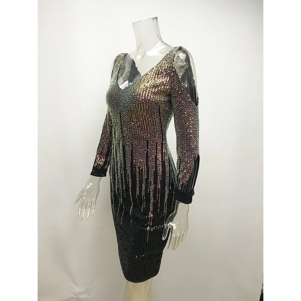 V Neck 3/4 Sleeve Women Sequin Sheath Cocktail Dress Chic Elegant Knee-length Elegant Office Lady Party Dress Vestidos De Coctel
V Neck 3/4 Sleeve Women Sequin Sheath Cocktail Dress Chic Elegant Knee-length Elegant Office Lady Party Dress Vestidos De Coctel