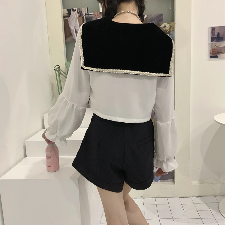 Japanese Sweet style Shirts spring autumn fashion brand patchwork bow sailor collar long sleeve blouses Women's Clothing hipster
Japanese Sweet style Shirts spring autumn fashion brand patchwork bow sailor collar long sleeve blouses Women's Clothing hipster