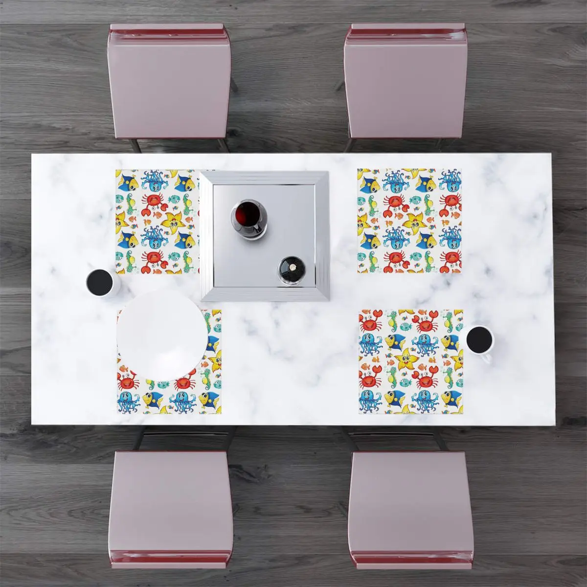 4 Pieces Placemats for Dining Table Mat Cartoon Sea Animals Non-slip Placemat Set in Kitchen Accessories Cup Coaster Wine Pad
4 Pieces Placemats for Dining Table Mat Cartoon Sea Animals Non-slip Placemat Set in Kitchen Accessories Cup Coaster Wine Pad