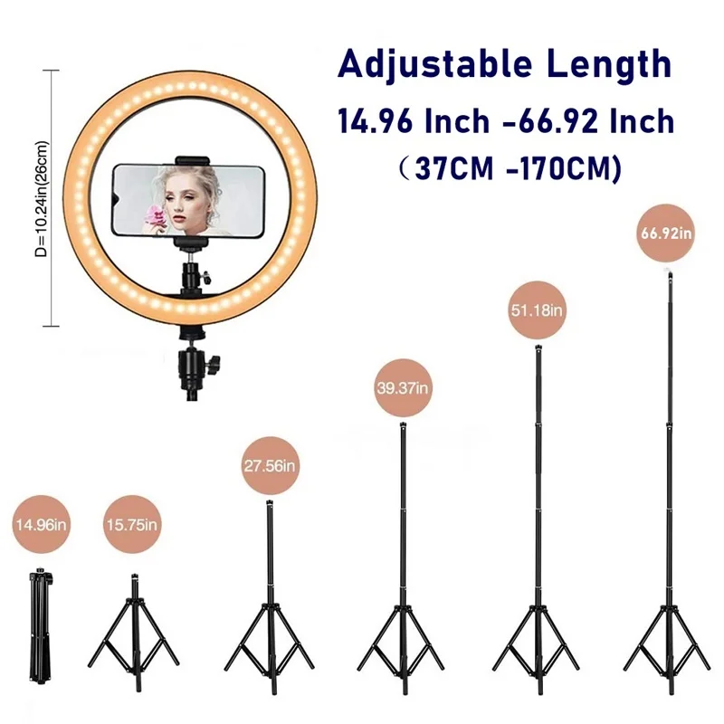 10Inch/26Cm Dimmable LED Selfie Ring Fill Light Phone Camera Ring Lights With Tripod For Makeup Video Live Aro De Luz Luces
10Inch/26Cm Dimmable LED Selfie Ring Fill Light Phone Camera Ring Lights With Tripod For Makeup Video Live Aro De Luz Luces