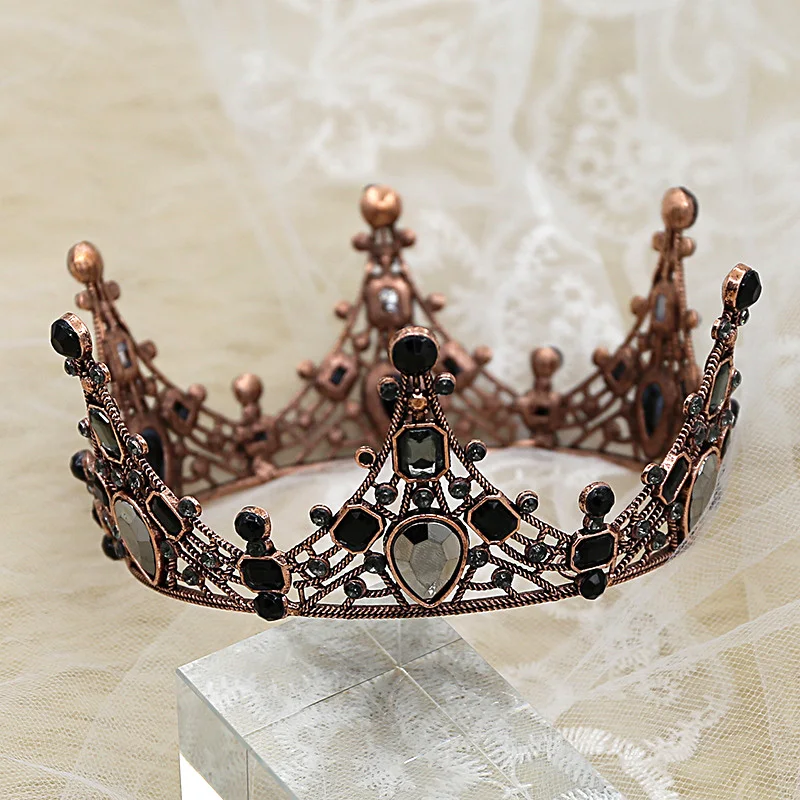 Женские Свадебные короны в стиле барокко стразы черные аксессуары для волос