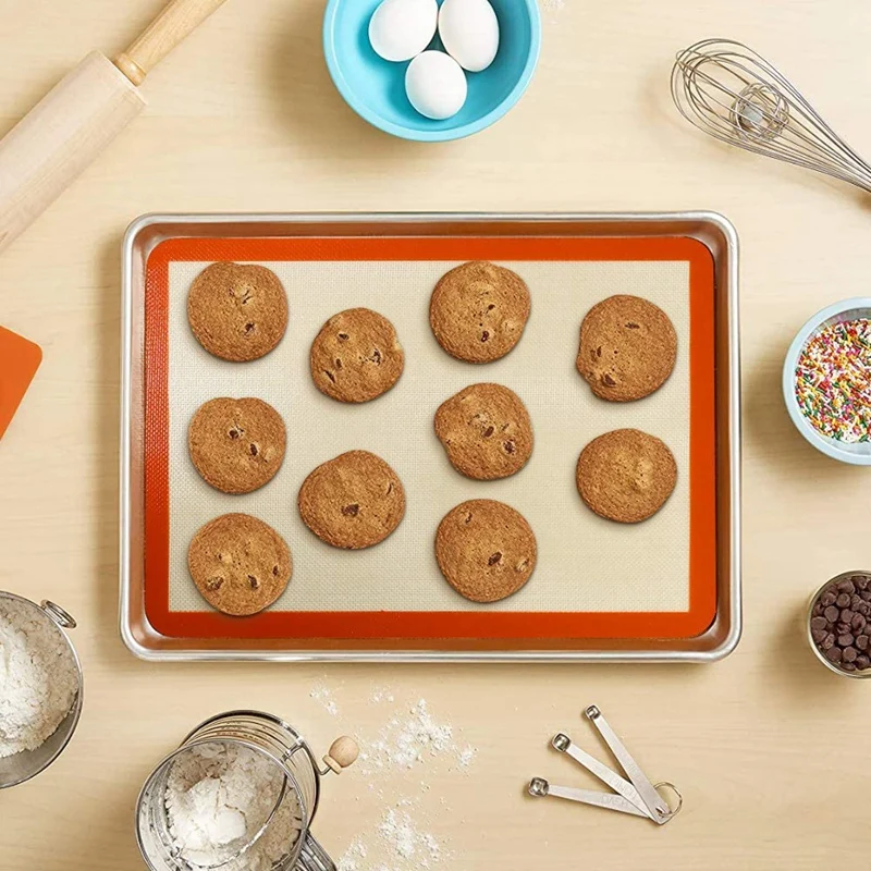 Silicone Baking Mat Set of 4 Sheet Non Stick Reusable Silicone Pastry Baking Mat for Bake Making , Dough Rolling Mat
Silicone Baking Mat Set of 4 Sheet Non Stick Reusable Silicone Pastry Baking Mat for Bake Making , Dough Rolling Mat