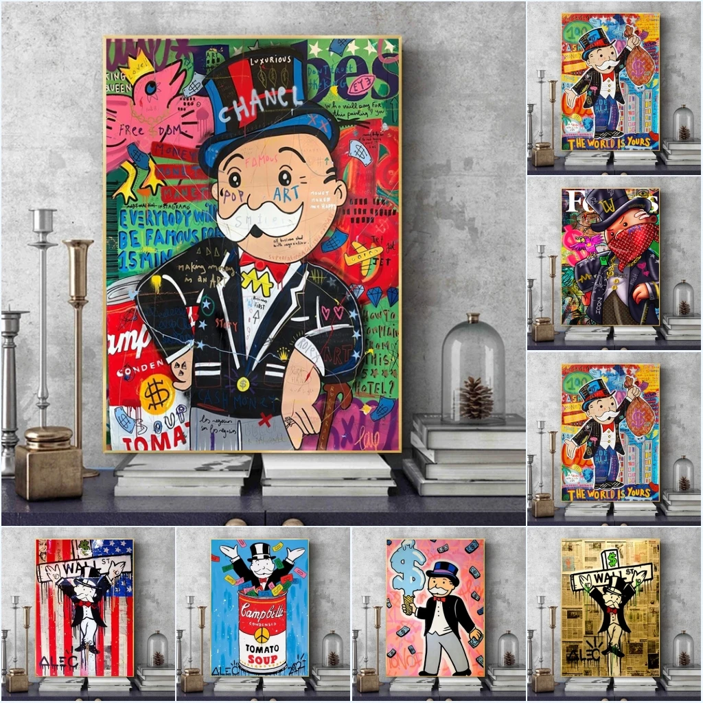 Graffiti Poster Artwork Monopoly Canvas Posters and Prints Rich Man Street Wall Art Painting Pictures for Modern Living Room
Graffiti Poster Artwork Monopoly Canvas Posters and Prints Rich Man Street Wall Art Painting Pictures for Modern Living Room
