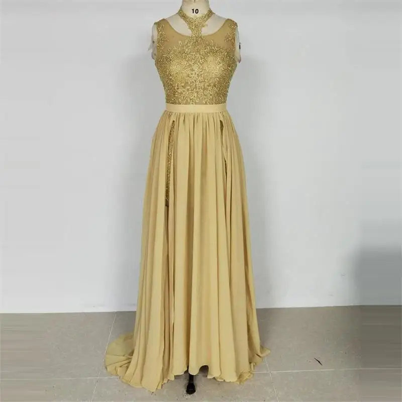 2020 вечерние платья с высоким горлом Vestifdos de Noiva трапециевидной формы настоящие