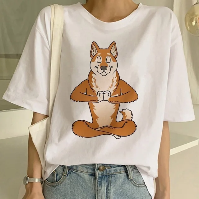 MLCRIYG Шиба ину футболка забавная Милая с животными графическая Корейская одежда