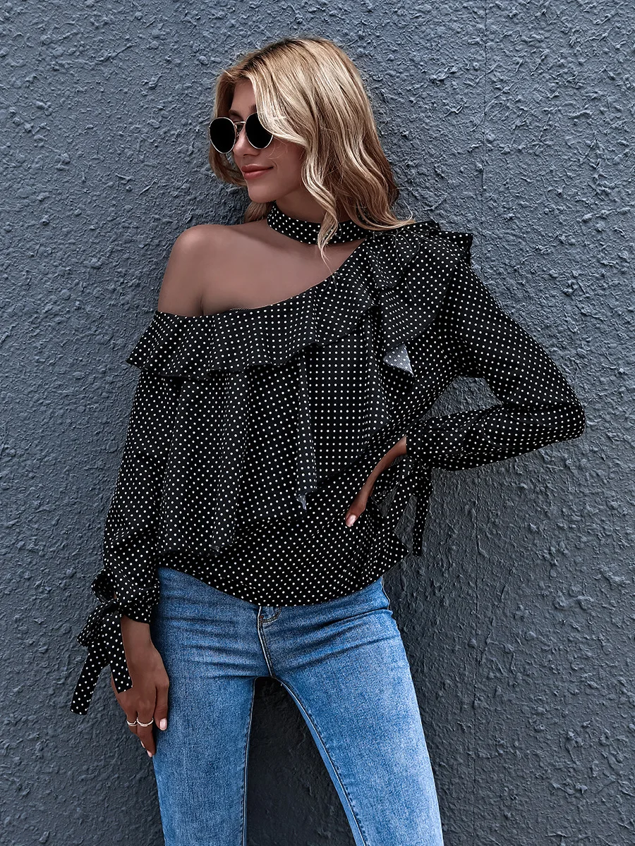 Women's Blouses Patchwork Ruffles Polka Dot Print Shirts Bandage Halter Long Sleeve Blouse Woman Clothing Blusas Femme Y2k Tops
Women's Blouses Patchwork Ruffles Polka Dot Print Shirts Bandage Halter Long Sleeve Blouse Woman Clothing Blusas Femme Y2k Tops