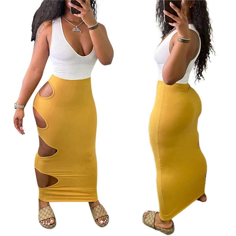 Xingqing Womens High Waist Midi Skirt Sexy Cut Out Bodycon Pencil Skirt Vogue Streetwear Casual Skirts with Side Holes 
Xingqing Womens High Waist Midi Skirt Sexy Cut Out Bodycon Pencil Skirt Vogue Streetwear Casual Skirts with Side Holes