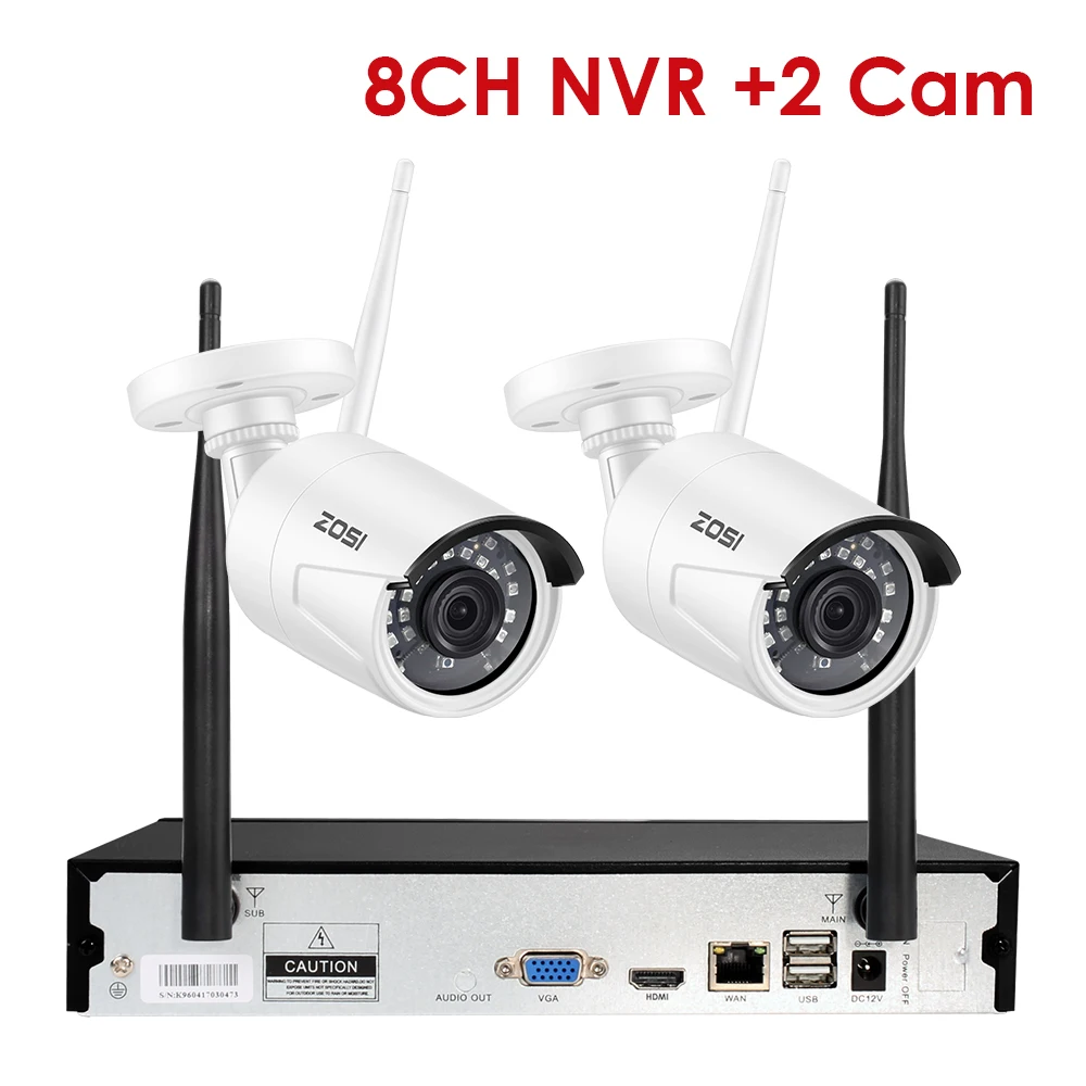 

ZOSI 8CH Wireless CCTV System H.265 1080P NVR 2MP IR-CUT Outdoor Video Recorder Camera IP Security System Video Surveillance Kit