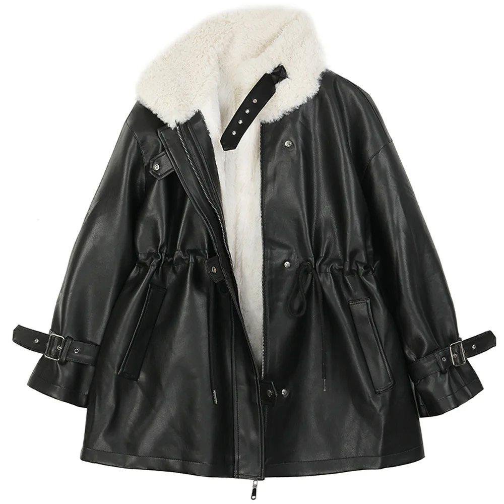 Faux Fur Leather Jacket Women Winter Fashion Turn-down Collar Zipper Balck Locomotive Leather Jackets Lugentolo
Faux Fur Leather Jacket Women Winter Fashion Turn-down Collar Zipper Balck Locomotive Leather Jackets Lugentolo