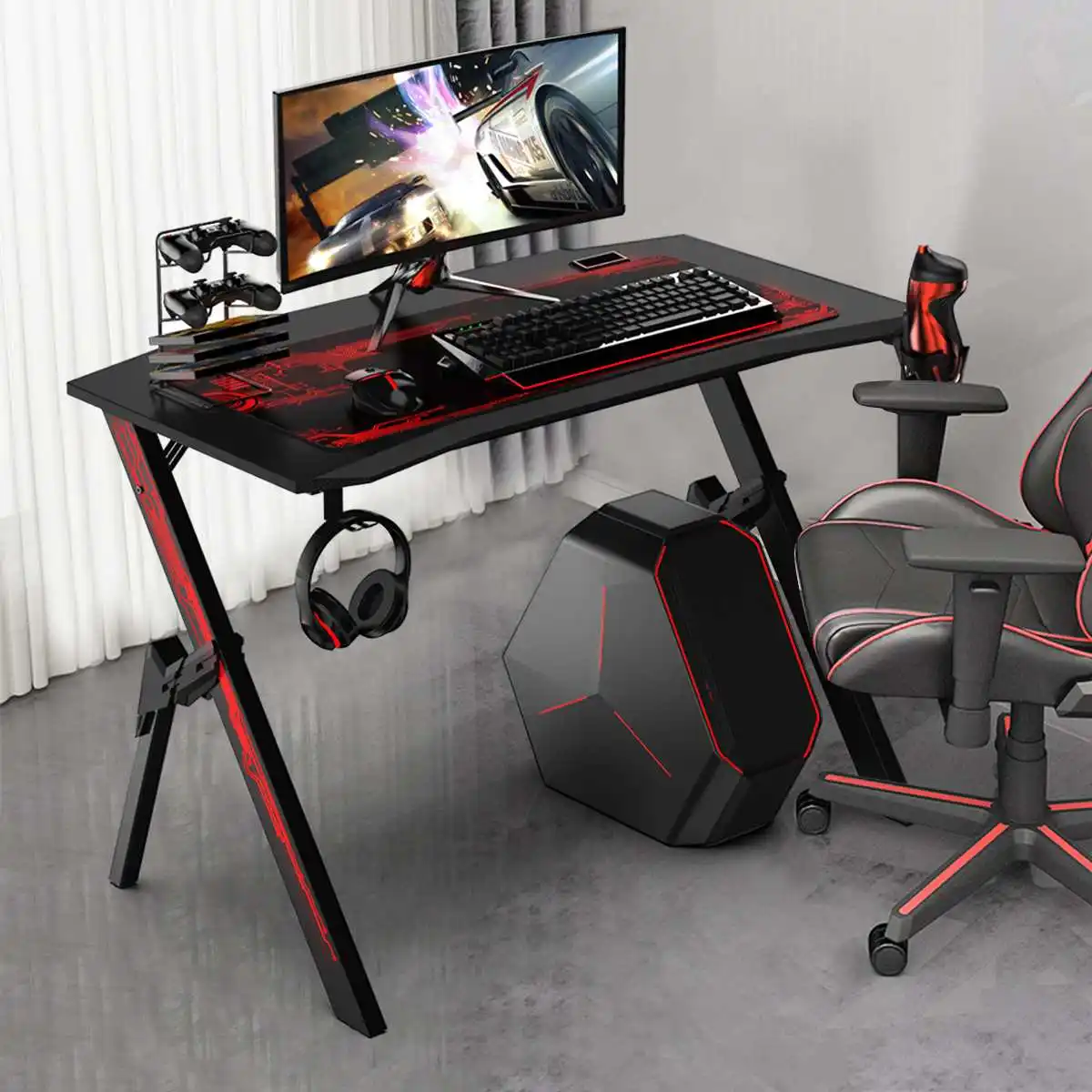 43 Inch Gaming Desk Audio Sensor RGB LED Lights E-sports Computer Desk Gamer Tables With Headphone Cup Holder Office Home Desk
43 Inch Gaming Desk Audio Sensor RGB LED Lights E-sports Computer Desk Gamer Tables With Headphone Cup Holder Office Home Desk
