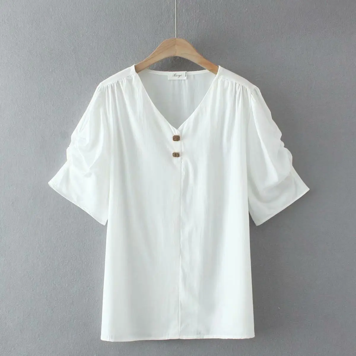 Summer womens tops and blouses plus size T-shirt female 2021 V-Neck puff sleeves button women's t-shirt white black sky blue
Summer womens tops and blouses plus size T-shirt female 2021 V-Neck puff sleeves button women's t-shirt white black sky blue