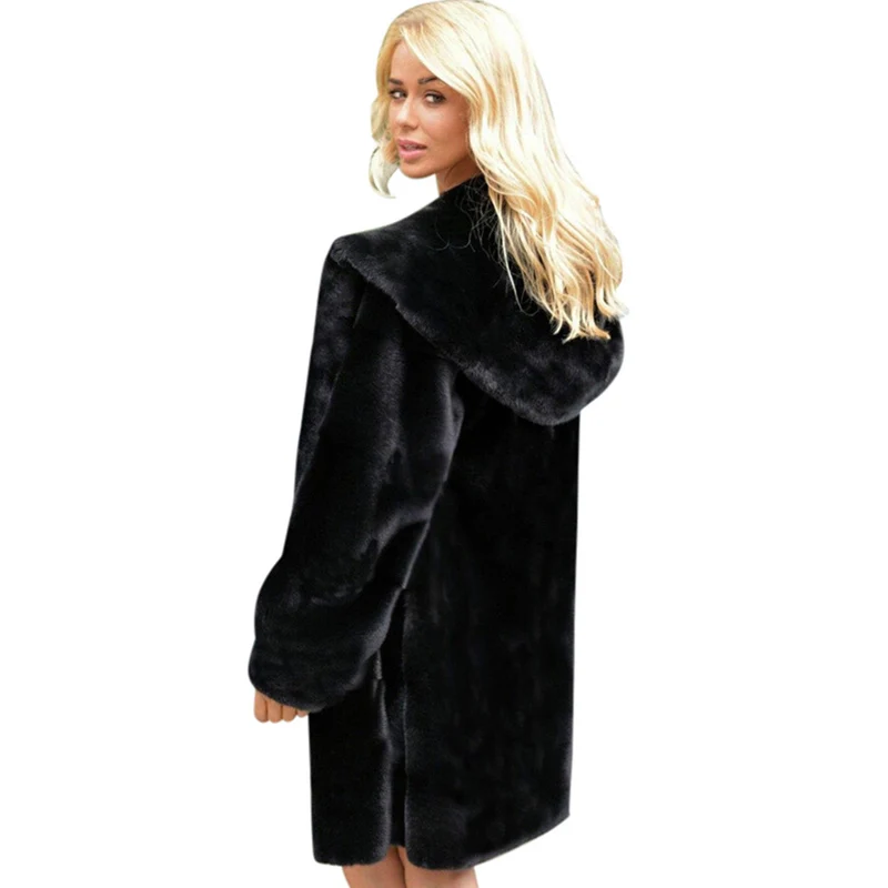 

Норковая женская верхняя одежда, новая куртка из искусственного меха, Женское зимнее модное пальто, женская толстая теплая шуба с капюшоном...