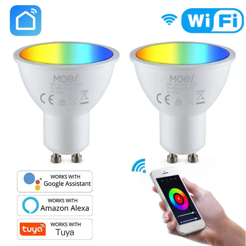 Tuya WiFi Smart LED GU10 Bulbs RGBW C+W White 5W Dimmable Lamps Smart Life Remote Control Work With Alexa Google Home Automation
Tuya WiFi Smart LED GU10 Bulbs RGBW C+W White 5W Dimmable Lamps Smart Life Remote Control Work With Alexa Google Home Automation