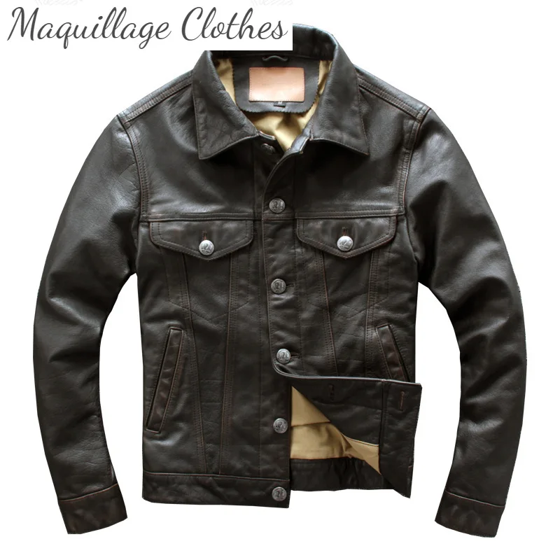 Seveyfan Vintage Real Cowhide Leather Jacket Men's Slim Motorcycle Biker Genuine Leather Jacket for Male Plus Size 4XL R3053
Seveyfan Vintage Real Cowhide Leather Jacket Men's Slim Motorcycle Biker Genuine Leather Jacket for Male Plus Size 4XL R3053