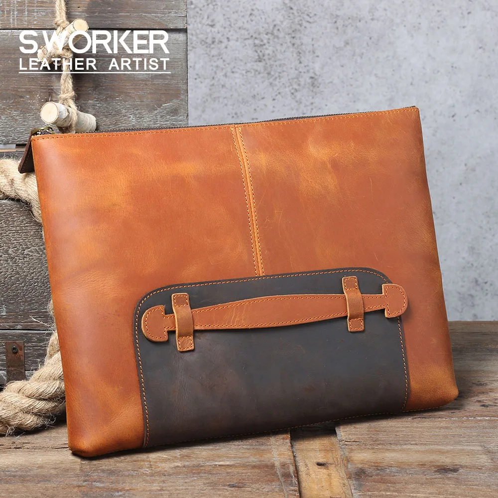 S.WORKER Vintage Genuine Leather Men Handbag Portfolio Cowhide File Package 13' Laptop Sleeve Notebook Cowhide Briefcase Women
S.WORKER Vintage Genuine Leather Men Handbag Portfolio Cowhide File Package 13' Laptop Sleeve Notebook Cowhide Briefcase Women