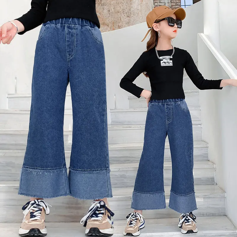 Kids Jeans Spring Autumn Children 4-14Y Girl Casual Solid Color Wide Leg Pants Elastic Waist Loose Jeans Dark Blue Long Trousers
Kids Jeans Spring Autumn Children 4-14Y Girl Casual Solid Color Wide Leg Pants Elastic Waist Loose Jeans Dark Blue Long Trousers