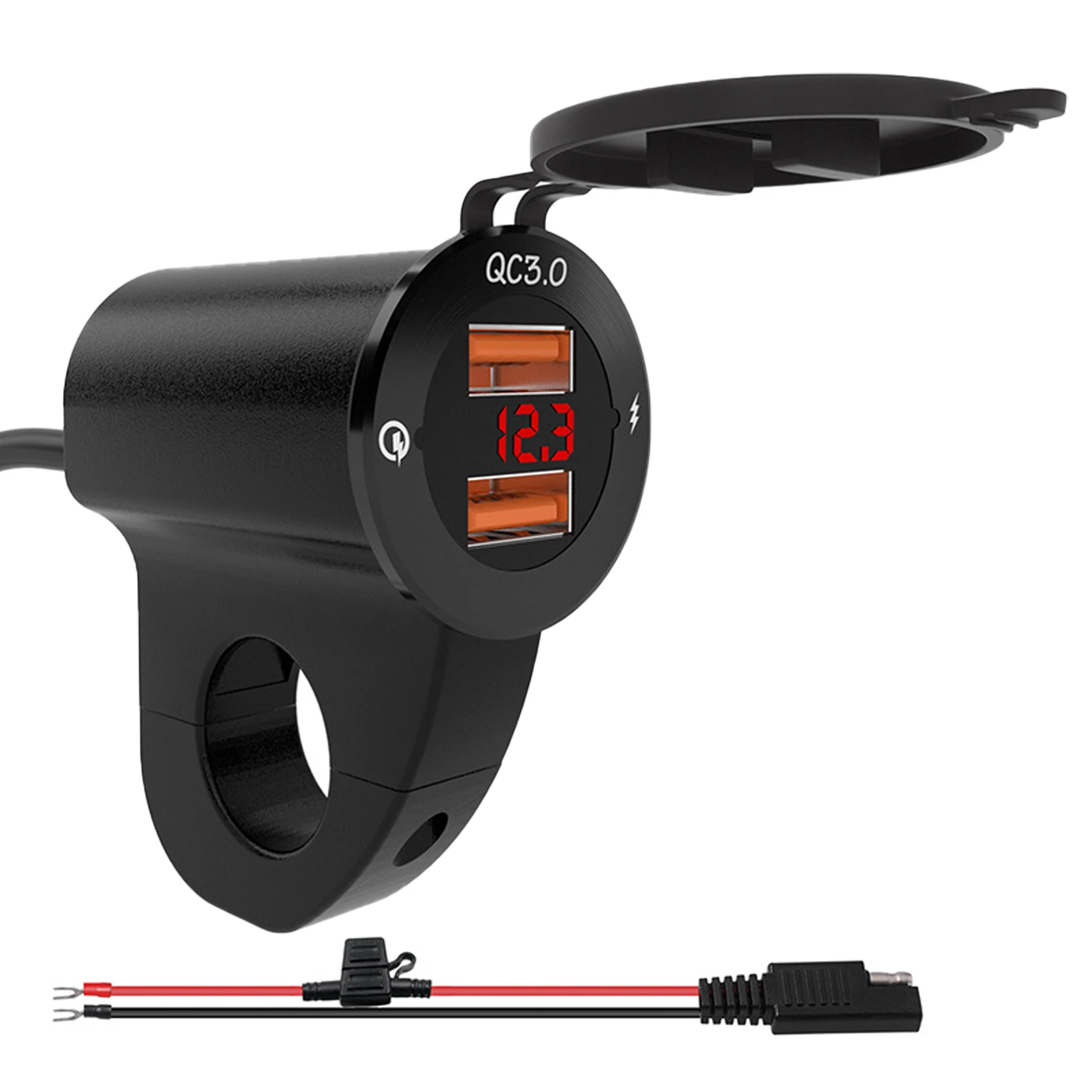 Portable Durable With Voltmeter Motorcycle Phone Charger Aluminum Alloy Switch Handle Mount Dual USB Universal Outdoor Practical
Portable Durable With Voltmeter Motorcycle Phone Charger Aluminum Alloy Switch Handle Mount Dual USB Universal Outdoor Practical