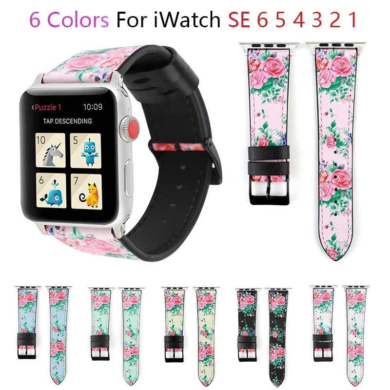 Кожаный ремешок для часов с цветами для apple watch band SE 6 5 4 40 мм 44 мм женские ремешки для iWatch Strap series 3 38/42 мм 
Кожаный ремешок для часов с цветами для apple watch band SE 6 5 4 40 мм 44 мм женские ремешки для iWatch Strap series 3 38/42 мм