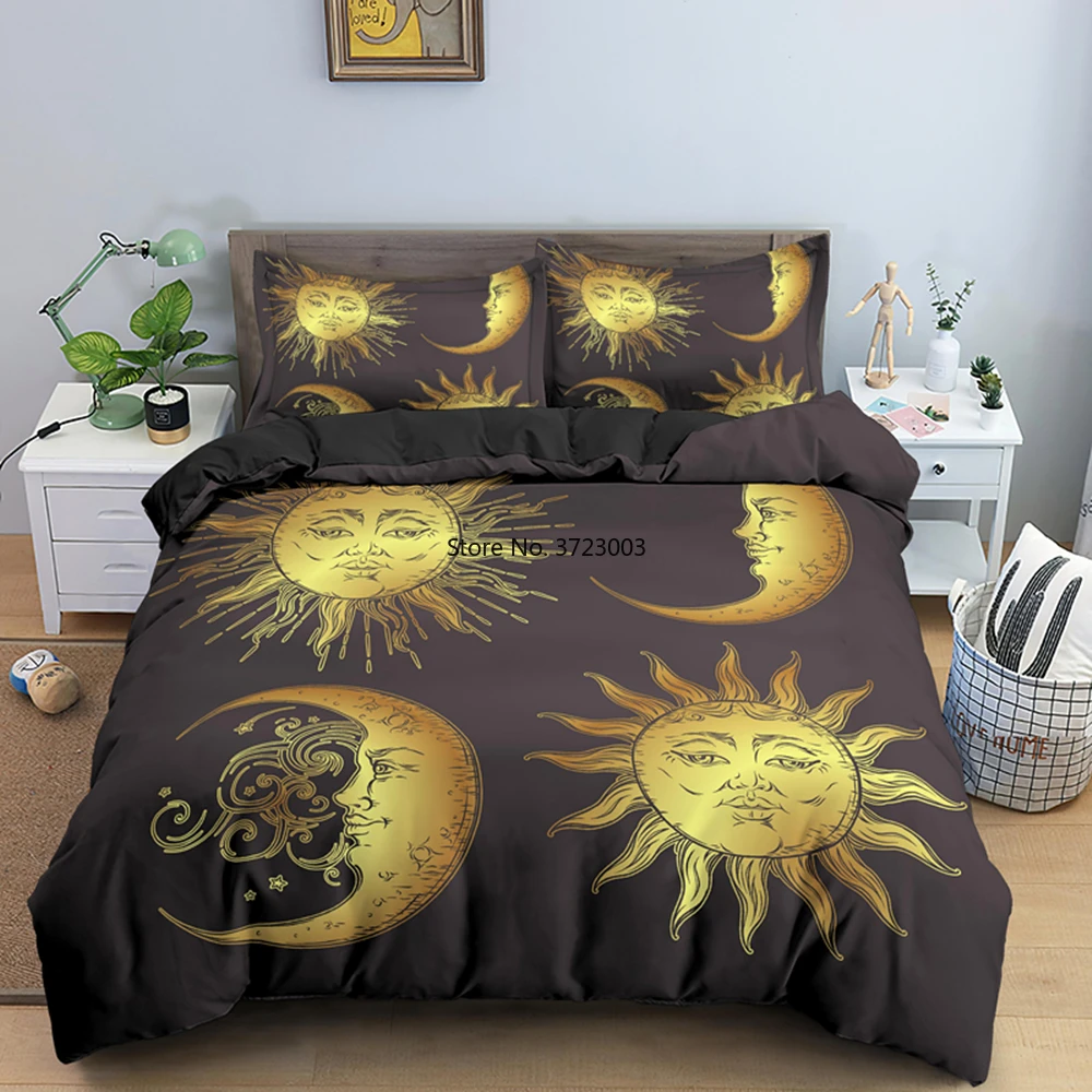 Golden Sun and Moon Pattern Single Double King and Queen Full Size Home 3D Bedroom Decorative Bedding Set 2/3 Pcs
Golden Sun and Moon Pattern Single Double King and Queen Full Size Home 3D Bedroom Decorative Bedding Set 2/3 Pcs