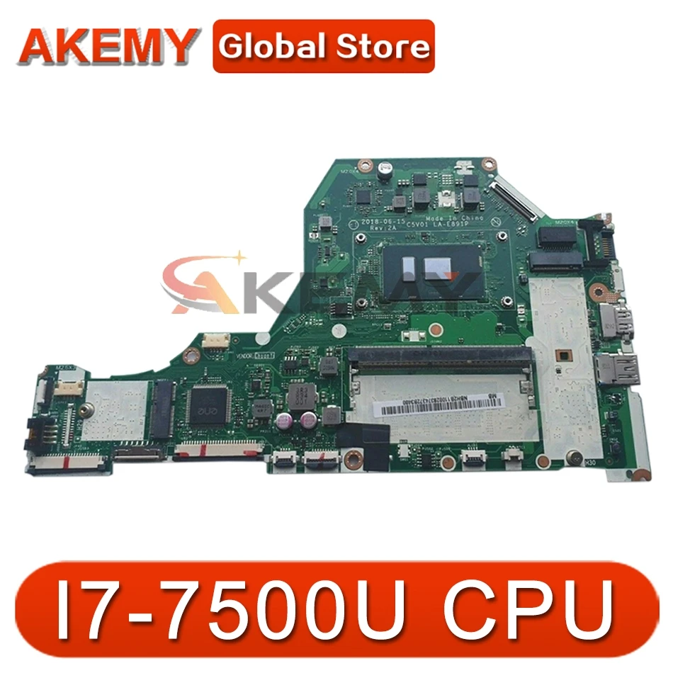 

C5V01 LA-E891P For ACER Aspire A515-51 A515-51G A315-53G laptop motherboard CPU:I7-7500U 100% Test Ok Mainboard