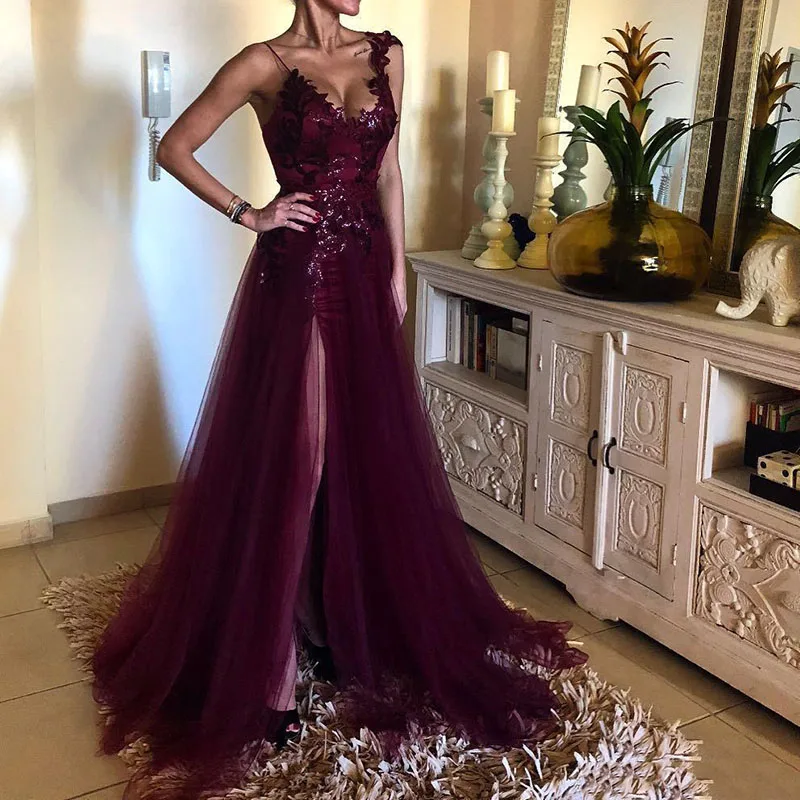 SoDigne Burgundy Sequin Evening Dress 2020 Sexy Slit Skirt V Neck Lace Applique Glitter Prom Gown formal dresses
SoDigne Burgundy Sequin Evening Dress 2020 Sexy Slit Skirt V Neck Lace Applique Glitter Prom Gown formal dresses