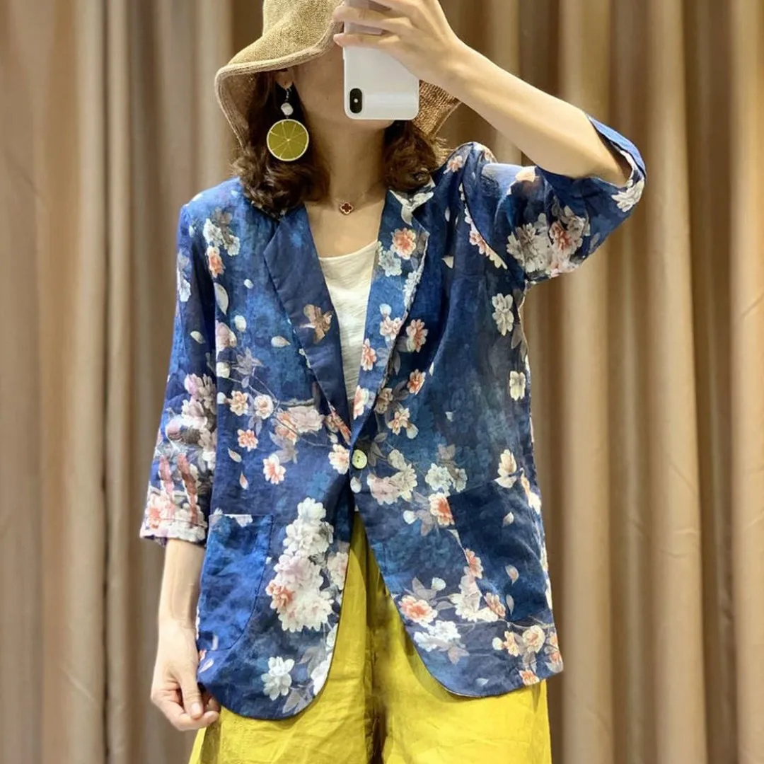 Autumn literature printed cotton blazer cardigan jacket women's blazer women women plus size luxury tweed Casual Print
Autumn literature printed cotton blazer cardigan jacket women's blazer women women plus size luxury tweed Casual Print