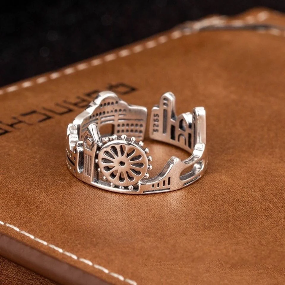 Fashion Design Unique Vintage Castle Open Ring On The Finger Tibetan Silver City Women Ladies Retro Big Jewelry adjustable Rings
Fashion Design Unique Vintage Castle Open Ring On The Finger Tibetan Silver City Women Ladies Retro Big Jewelry adjustable Rings