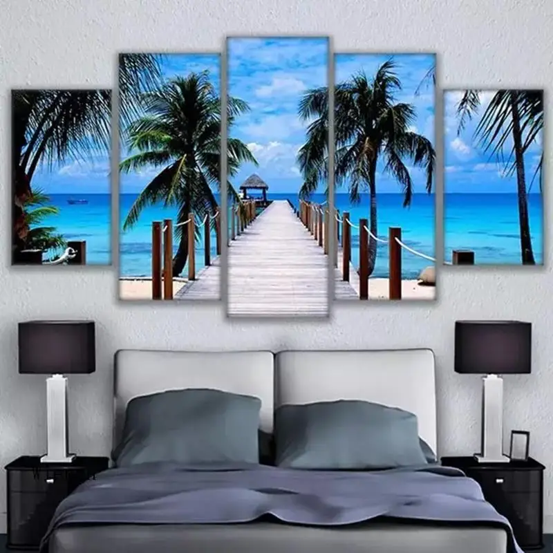 5 Panel Beautiful Seaside Scenery Canvas Painting Trees Wooden Bridge Posters Prints for Living Room Home Decor Landscape
5 Panel Beautiful Seaside Scenery Canvas Painting Trees Wooden Bridge Posters Prints for Living Room Home Decor Landscape
