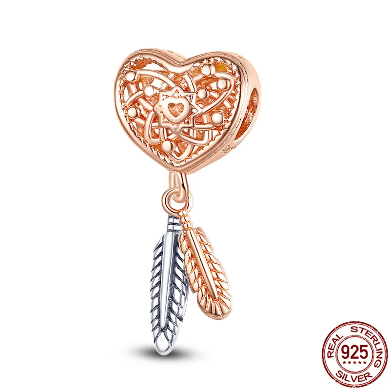 925 Sterling Silver Hollow Love Double Feather Dream Catcher Fit Original Pandora Bracelet&Bangle Making Fashion DIY Jewelry For
925 Sterling Silver Hollow Love Double Feather Dream Catcher Fit Original Pandora Bracelet&Bangle Making Fashion DIY Jewelry For