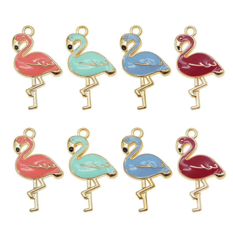 4 шт эмалированный сплав Фламинго Подвески DIY кулон розовый синий красный милый для женщин браслет брелок Висячие аксессуары 
4 шт эмалированный сплав Фламинго Подвески DIY кулон розовый синий красный милый для женщин браслет брелок Висячие аксессуары