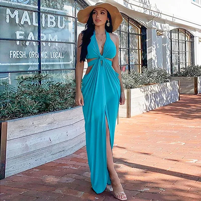 2021 New Fashion Party Sexy V-neck Halter Halter Long Dress Women's Maxi Dresses for Women Vestido Feminino Beach Skirt Holiday
2021 New Fashion Party Sexy V-neck Halter Halter Long Dress Women's Maxi Dresses for Women Vestido Feminino Beach Skirt Holiday