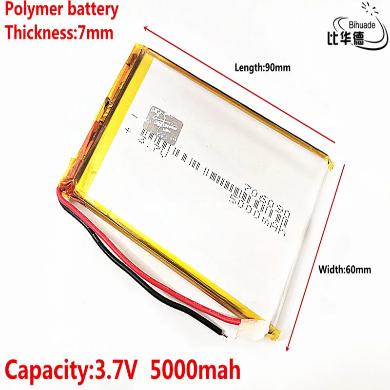 Good Qulity Liter energy battery 3.7 v li- ion 706090 5000mAh battery FOR poewr Tablet PC Portable
Good Qulity Liter energy battery 3.7 v li- ion 706090 5000mAh battery FOR poewr Tablet PC Portable