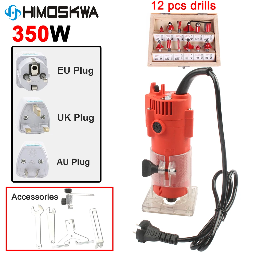 350W plastic housting power tools woodworking trimmer slot machine woodworking tools engraving machine with 12pcs drill bits
350W plastic housting power tools woodworking trimmer slot machine woodworking tools engraving machine with 12pcs drill bits