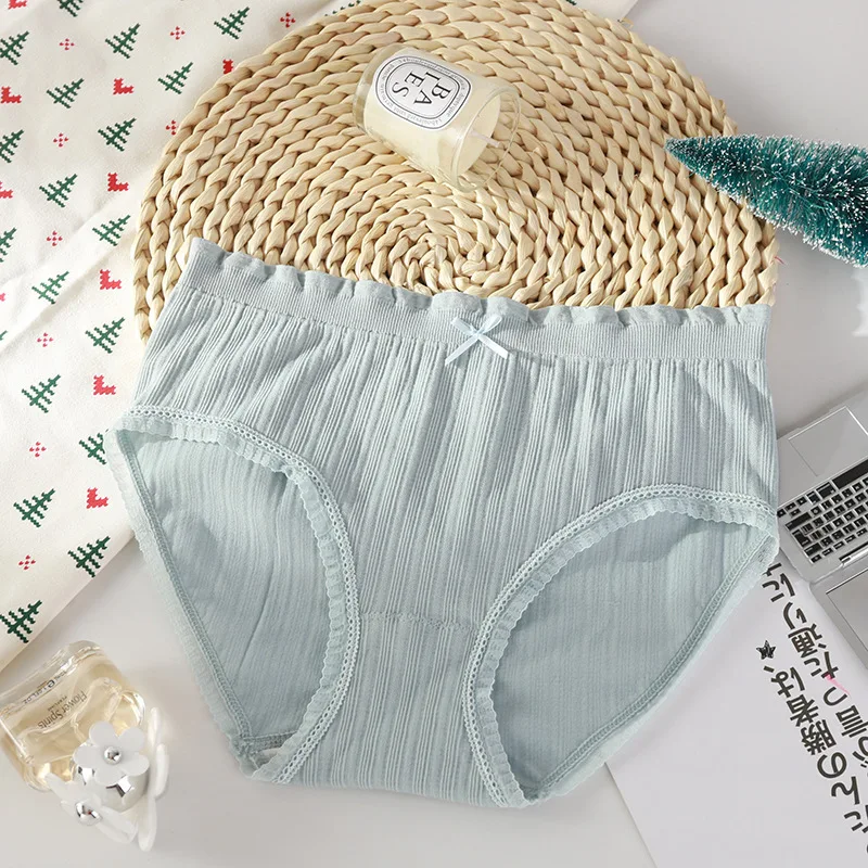 Bow Lace Edge Seamless Panties High Elasticity Soft Crotch Cotton Briefs Women's Solid Color Striped Underpants Lingerie
Bow Lace Edge Seamless Panties High Elasticity Soft Crotch Cotton Briefs Women's Solid Color Striped Underpants Lingerie
