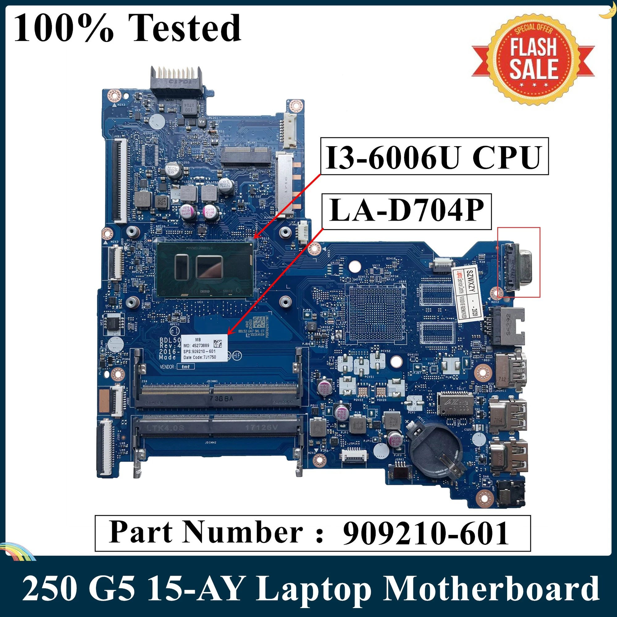 СОП для HP 250 G5 15-AY Материнская плата ноутбука 909210-601 909210-001 аккумулятор большой