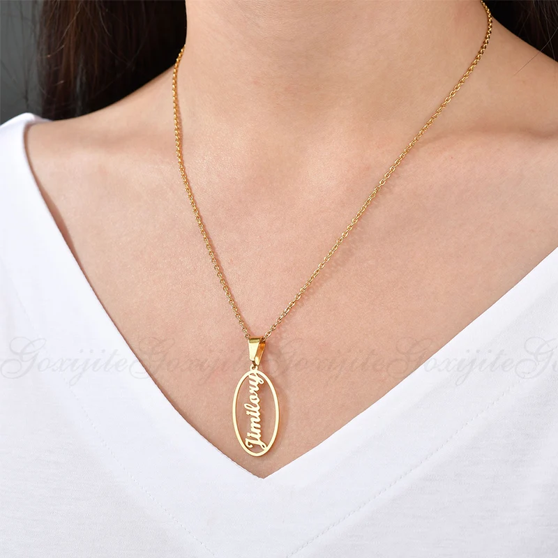 Goxijite Stainless Steel Custom Name Pendant Necklace Women Personalized Oval Nameplate Chain Necklaces Jewelry Accessories
Goxijite Stainless Steel Custom Name Pendant Necklace Women Personalized Oval Nameplate Chain Necklaces Jewelry Accessories