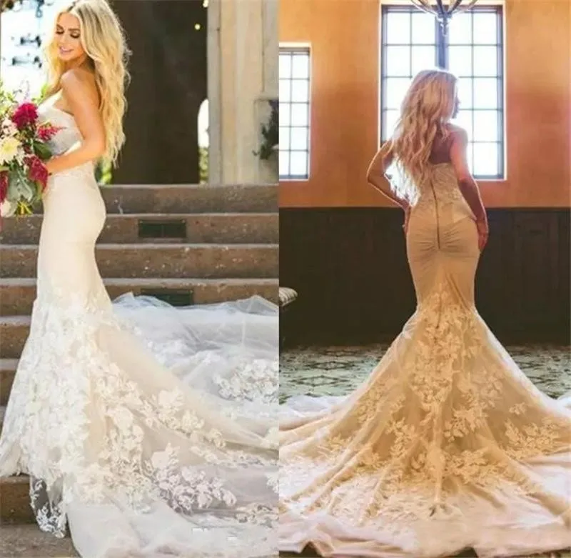 Elegant 2020 Mermaid Wedding Dresses Sweetheart Lace Applique Sexy Bridal Gowns Plus Size Backless Arabic robes de mariée
Elegant 2020 Mermaid Wedding Dresses Sweetheart Lace Applique Sexy Bridal Gowns Plus Size Backless Arabic robes de mariée