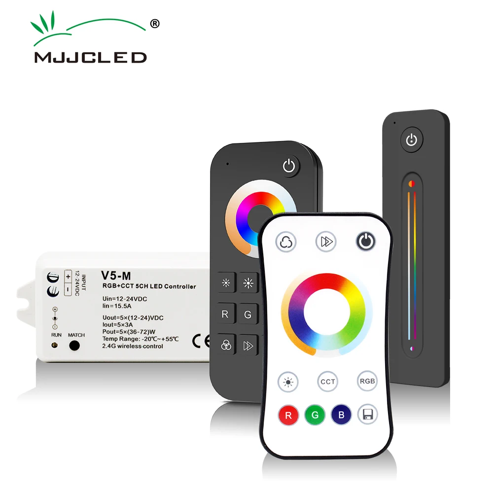 RGB Controller RGBCCT RGBWW RGBW CCT Dimmer 12V DC 24V 15A 5 Channels Wireless 2.4G RF Remote Control for LED Light Strips V5-M
RGB Controller RGBCCT RGBWW RGBW CCT Dimmer 12V DC 24V 15A 5 Channels Wireless 2.4G RF Remote Control for LED Light Strips V5-M