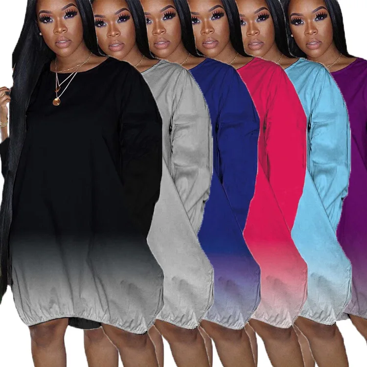Spring Autumn Plus Size Women's Casual Dress 2022 O-Neck Gradient Long-Sleeved Loose Female Dress Fashion Pocket Streetwear
Spring Autumn Plus Size Women's Casual Dress 2022 O-Neck Gradient Long-Sleeved Loose Female Dress Fashion Pocket Streetwear