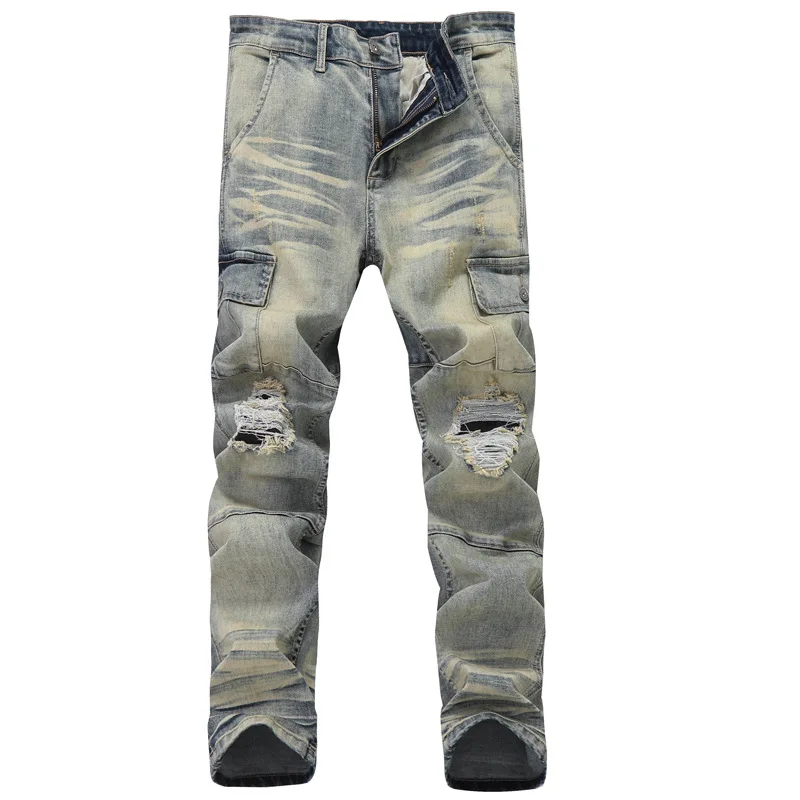 Pop Multi-Pocket Men Jeans Retro Slim Male Trousers Ripped Straight Man Denim Pants Big Size 28-38
Pop Multi-Pocket Men Jeans Retro Slim Male Trousers Ripped Straight Man Denim Pants Big Size 28-38