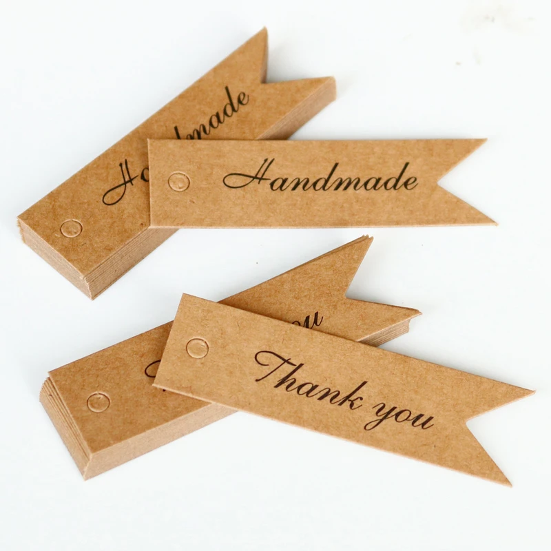 

300pcs Retro Kraft Paper Bookmarks Thank You Handmade Blank Gift Tag Packing Hang Tags Stationery Message Card DIY Book Marker
