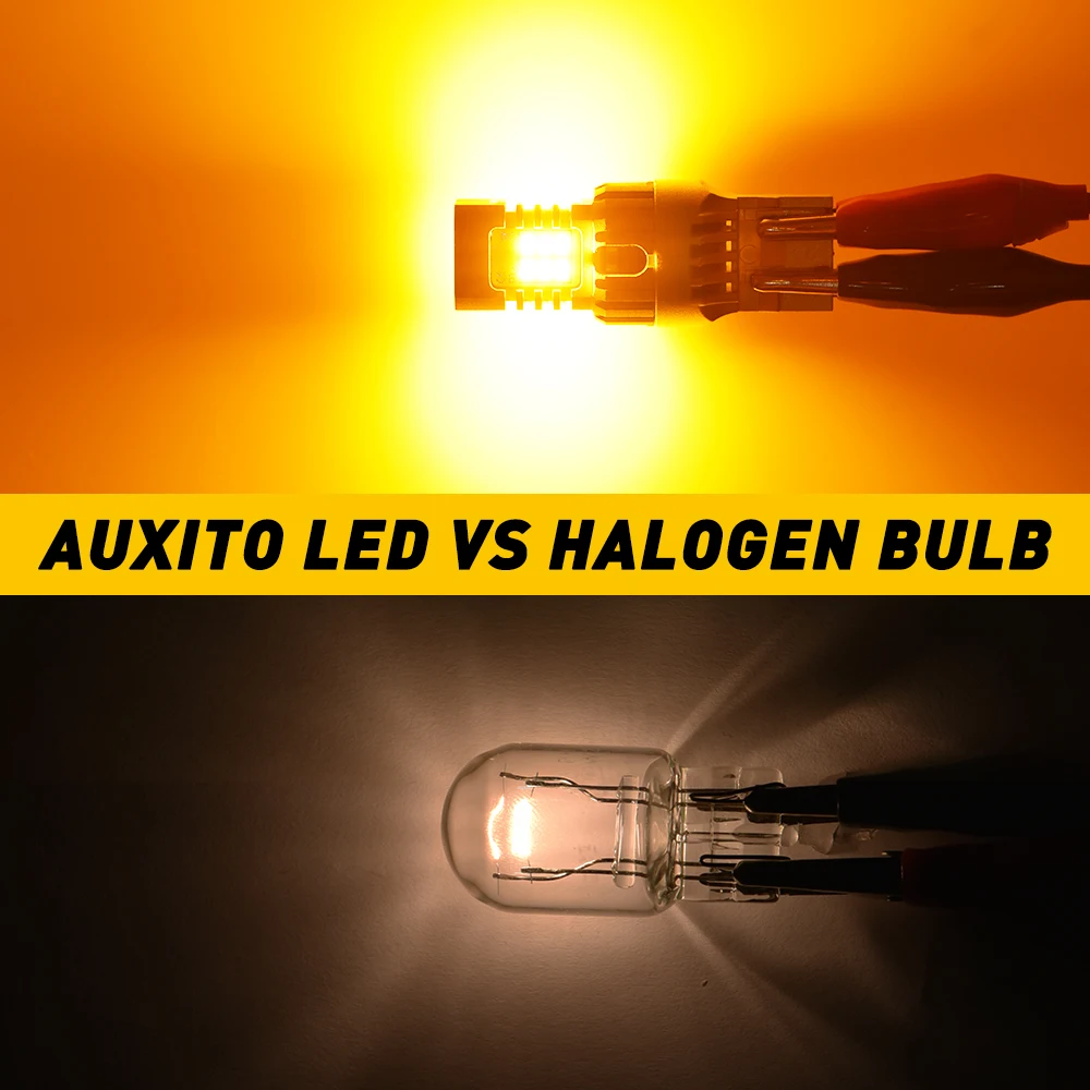 Светодиодные лампы AUXITO T20 W21W WY21W 7440 7440NA 25SMD для указателей поворота 2x 1500LM без